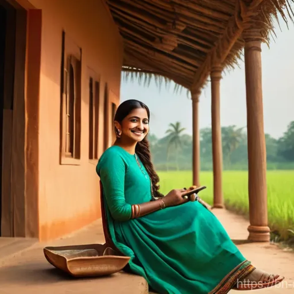 디지털 제작자 운동의 문화적 다양성 - A vibrant outdoor scene depicting a young Bengali female content creator in her early 20s, wearing a...