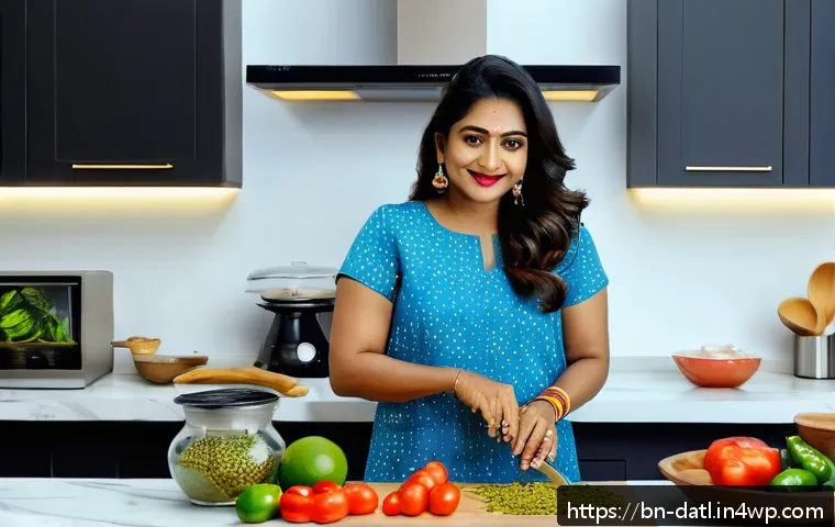디지털 제작자 운동의 성공 전략 케이스 스터디 - A creative Bengali digital content creator filming a vibrant cooking video in a modern kitchen, wear...