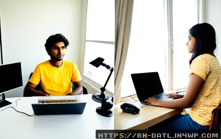 디지털 제작자 운동의 해외 사례 비교 - Photorealistic split-scene comparison of a young Bangladeshi digital creator editing a video at a br...
